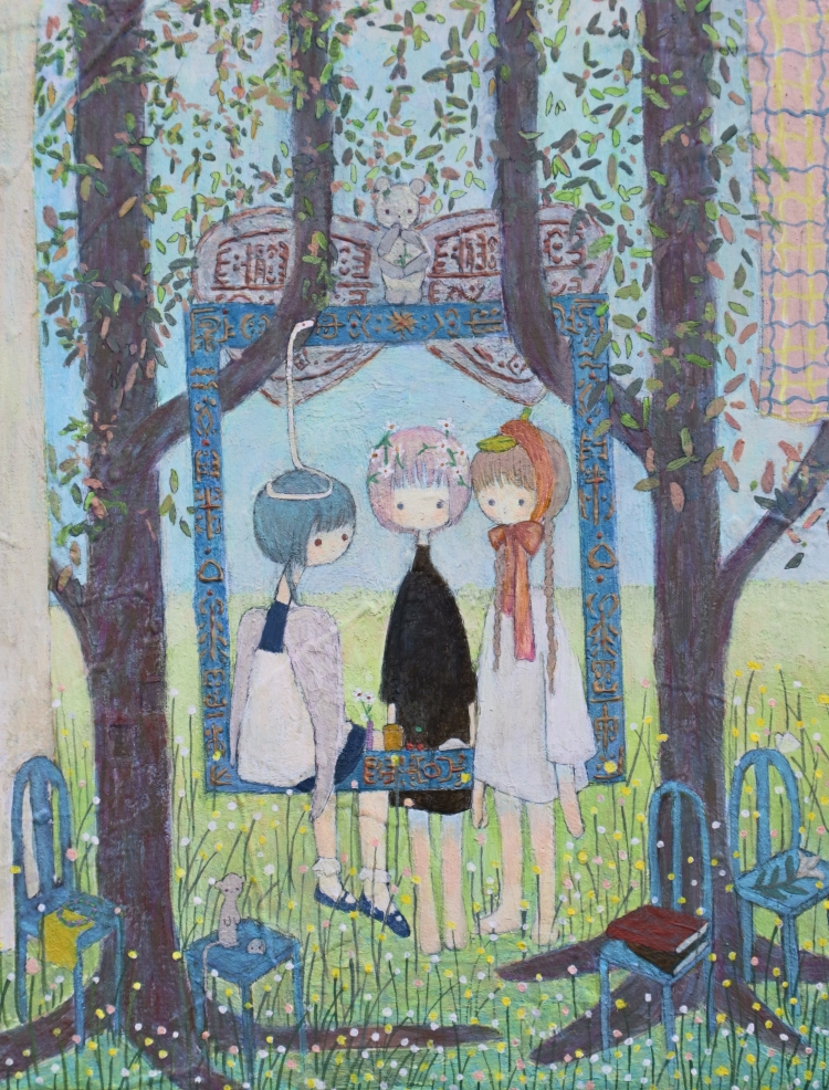 鈴木貴子/Takako Suzuki 「咲くきおくめぐる花 / Circling Memory Flowers」 Acrylic on Canvas/180×140 mm/2026