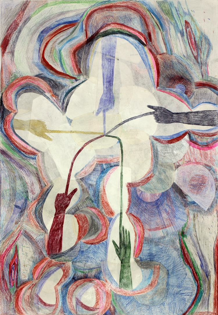 TCinq doigts réunis(112 x W77㎝, Colored pencil on paper, 2024)