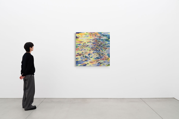 Reflection k-56, 2024, oil and mixed media on panel, 100.0 x 100.0 cm