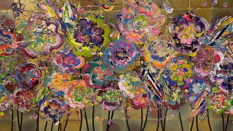 Yuta Okuda, "Abstract Flowers "(Random Smoked Silver x Yellow Green)